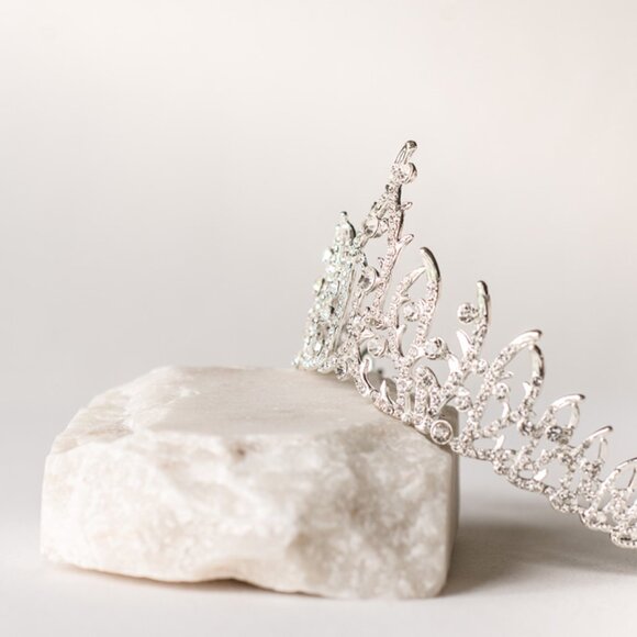 Silver Crystal Half Circle Tiara - Picture 3 of 4